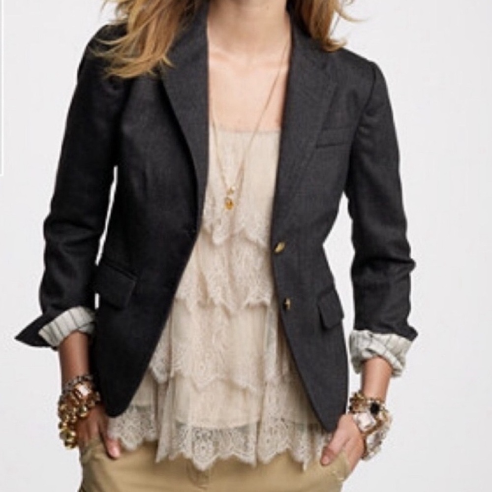 J. Crew Wool Blend Schoolboy Blazer- Gray